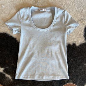 Stateside Rib Scoop Tee in Baby Blue